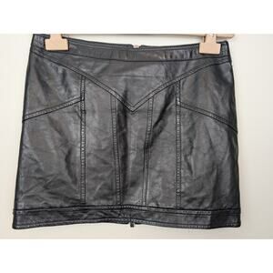Vintage HUGO Hugo Boss Y2K Paneled Leather Mini Skirt Black XS S